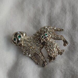 Vintage Rhinestone Dog Brooch